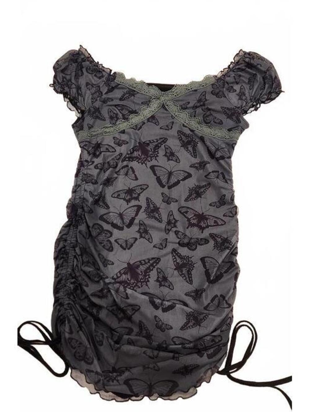 Romwe Butterfly Lace goth whimsy fairy mesh 2000s y2k large short dress